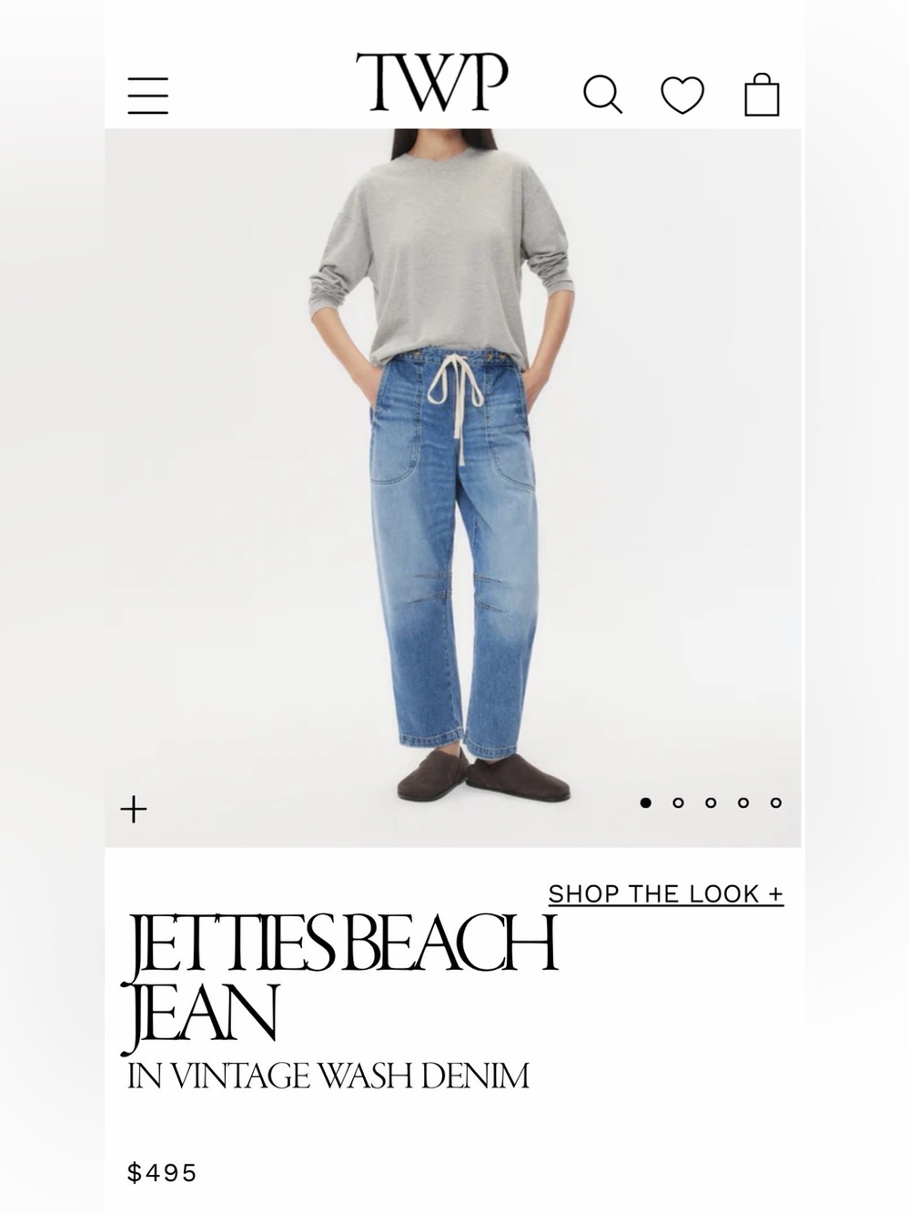 TWP Light Wash Drawstring Waist Jeans - Light Blue